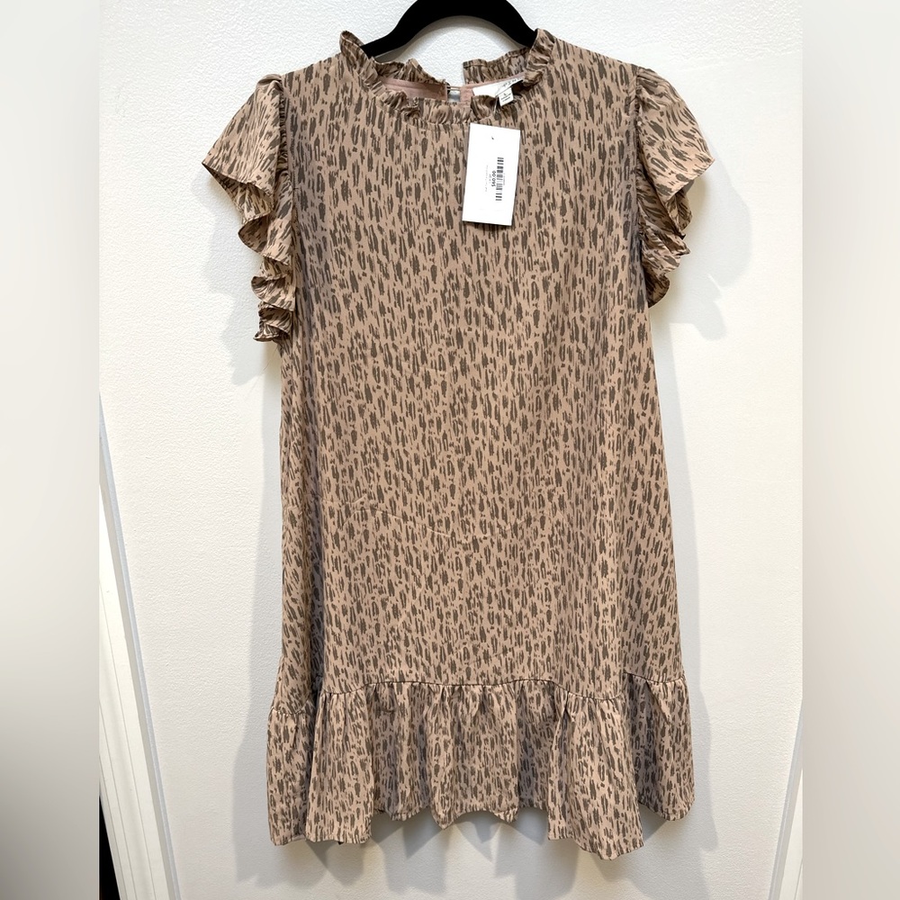 Pink and Taupe Shift Dress with pockets! Size L NWT